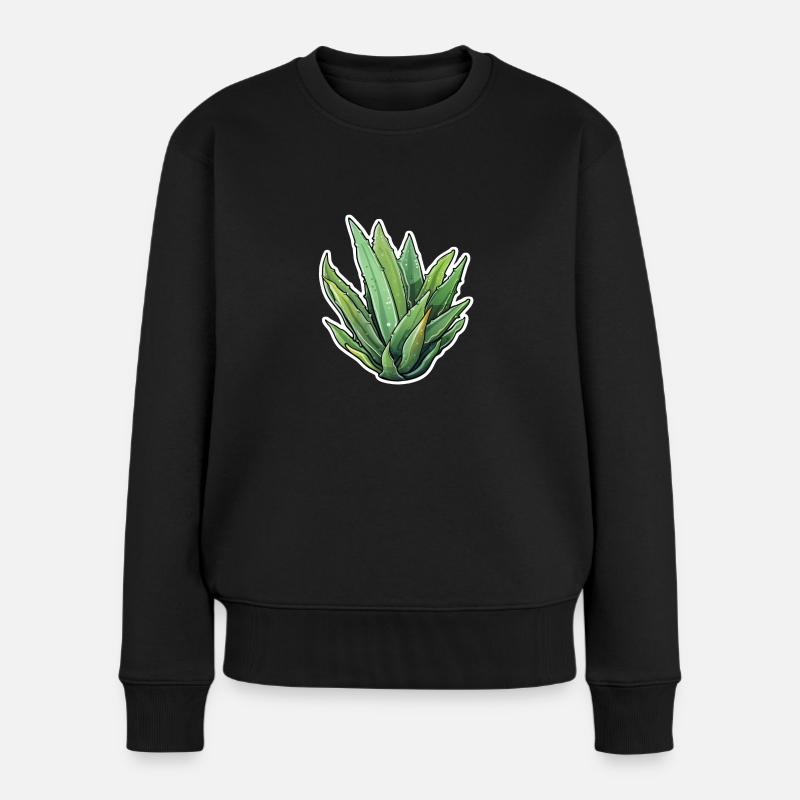Aloe Vera - Frauen Premium Bio Pullover - Schwarz