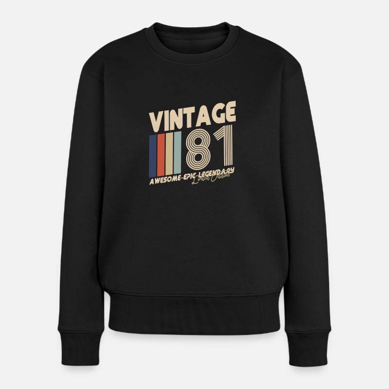 1981 - Frauen Premium Bio Pullover - Schwarz