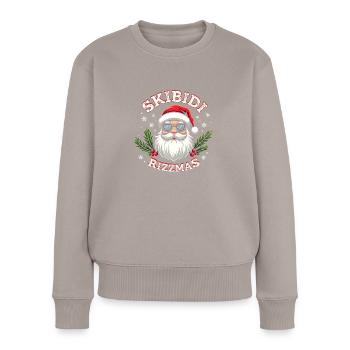 Weihnachtsmann mit Sonnenbrille Skibidi Rizzmas - Frauen Premium Bio Pullover - Taupe - Vorne - Julia (174cm)