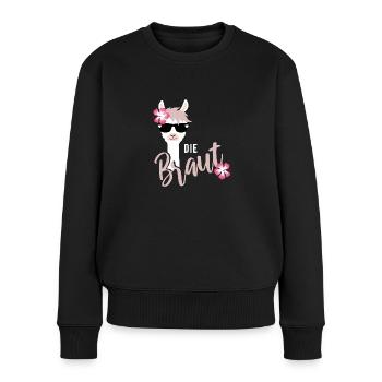 Chemise de groupe de l'équipe de mariage mariée Lama JGA 1 - Pull Premium bio Femme - noir - Devant - Julia (174cm)