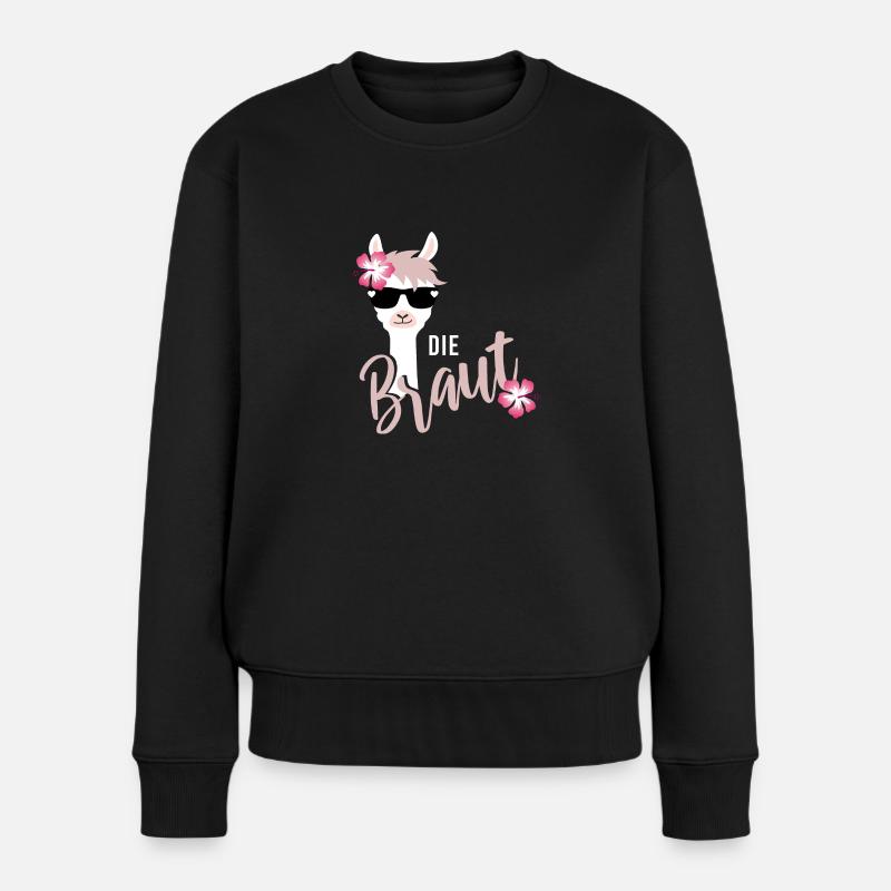 Braut Lama JGA Hochzeit Team Gruppenshirt 1 - Frauen Premium Bio Pullover - Schwarz