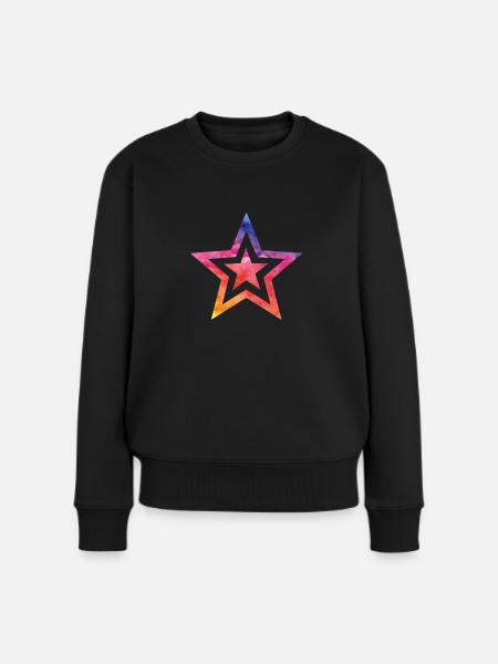 Farbiger Stern - Frauen Premium Bio Pullover - Schwarz