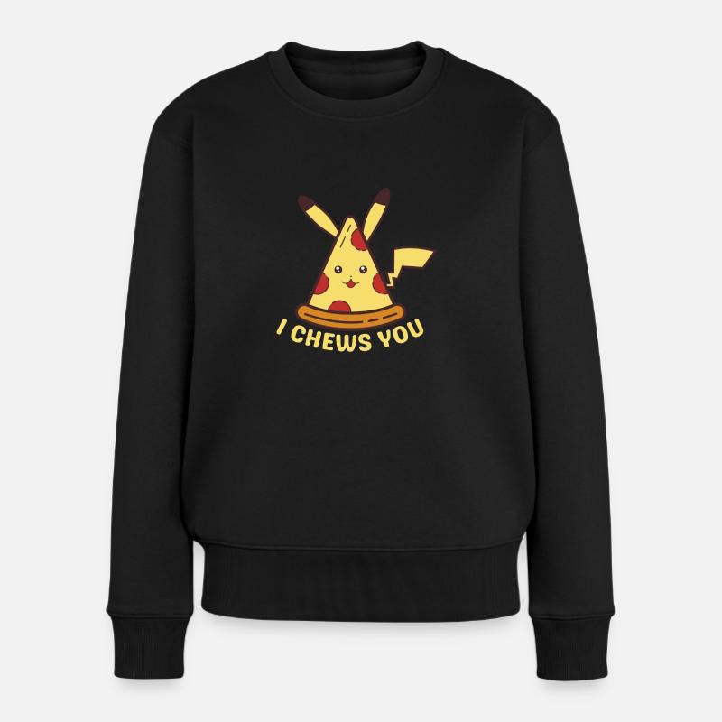 Pizzachu I Chews You - Frauen Premium Bio Pullover - Schwarz