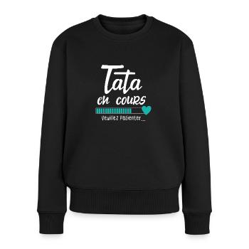 Future Tata en Cours Annonce Grossesse Pour Tante - Pull Premium bio Femme - noir - Devant - Julia (174cm)