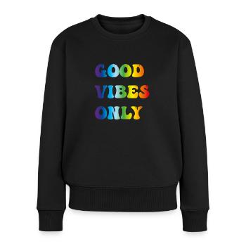 good vibes only - Pull Premium bio Femme - noir - Devant - Julia (174cm)