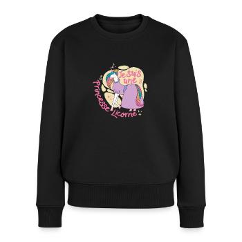 Je suis une princesse licorne - Pull Premium bio Femme - noir - Devant - Julia (174cm)