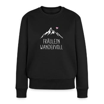 Fräulein Wandervoll Wandern Trekking Damen - Frauen Premium Bio Pullover - Schwarz - Vorne - Julia (174cm)
