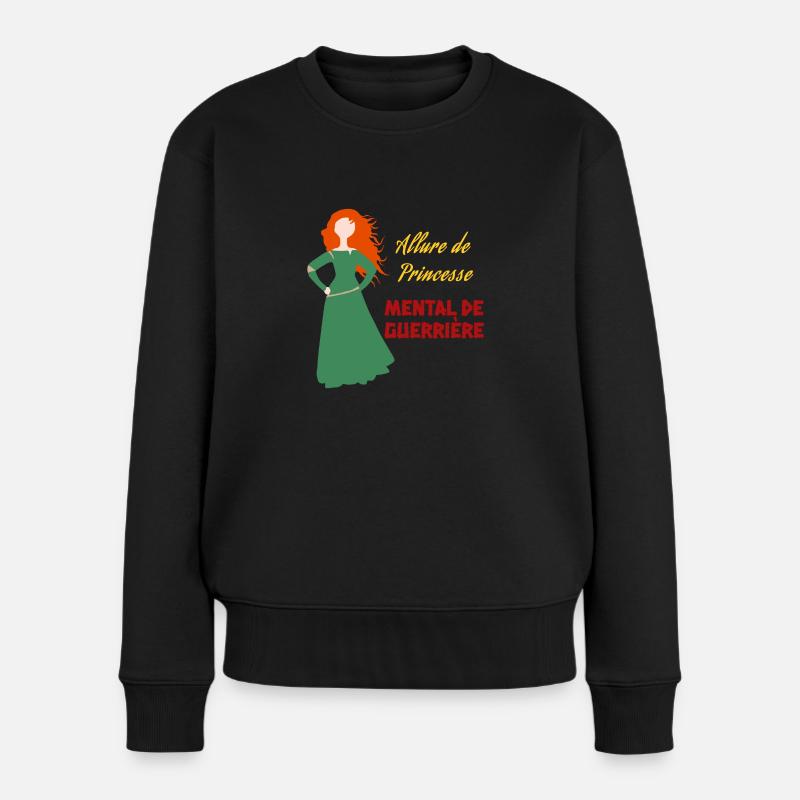 princesse et guerrière - Pull Premium bio Femme - noir