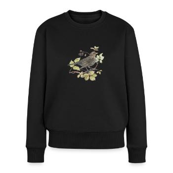 Blackbird on branch Loving watercolor drawing - Women's Premium Organic Jumper - black - Front - Julia (174cm)