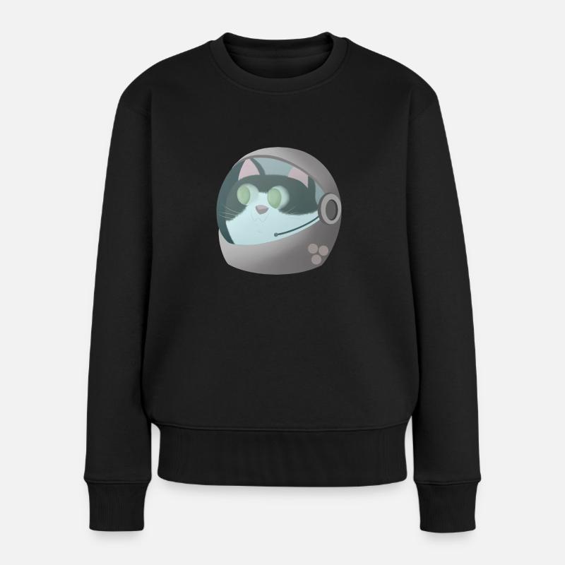 Chat astronaute - Pull Premium bio Femme - noir