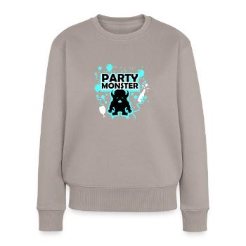 Partymonster hellblau - Frauen Premium Bio Pullover - Taupe - Vorne - Julia (174cm)