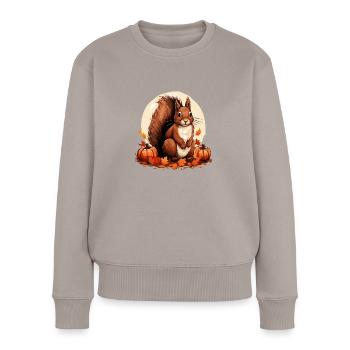 Écureuil - Pull Premium bio Femme - taupe - Devant - Julia (174cm)