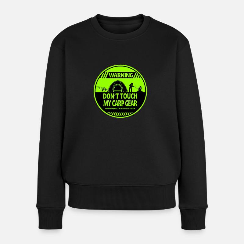 Karpfen-Warnung - Frauen Premium Bio Pullover - Schwarz