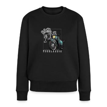 Accordage Schwalbe (turquoise / rouille) // Illustration - Pull Premium bio Femme - noir - Devant - Julia (174cm)