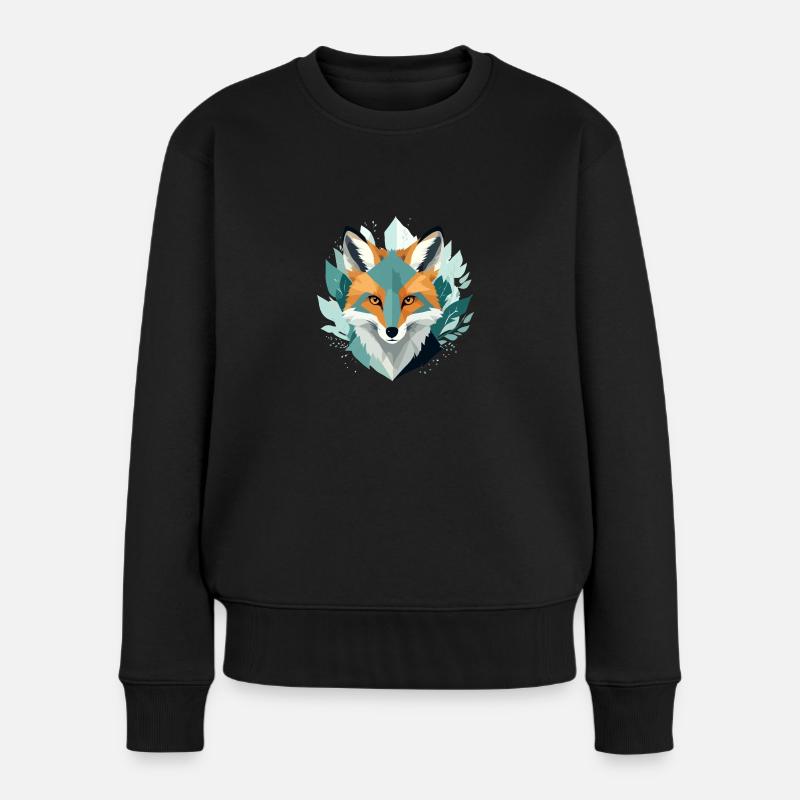 Fuchs Tier Tier Natur Im Freien Aquarell - Frauen Premium Bio Pullover - Schwarz