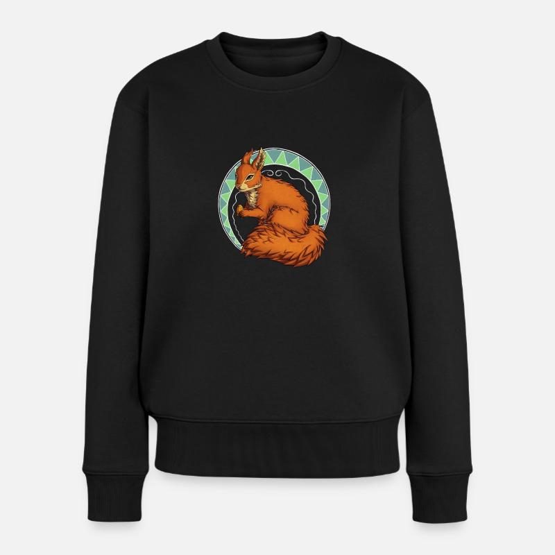 Red squirrel pattern - Women's Premium Organic Jumper - black
