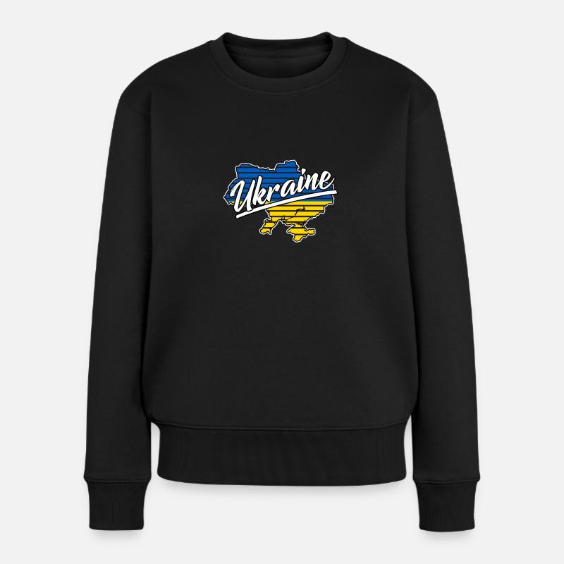 Ukraine Kiew Flagge - Frauen Premium Bio Pullover - Schwarz