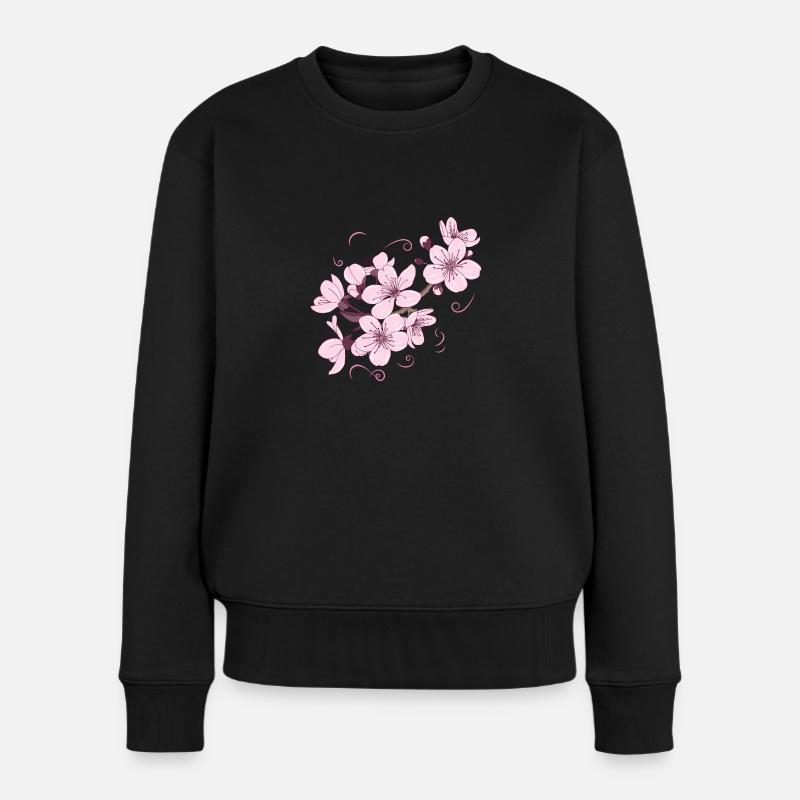 Blume Japanisch Cooles Geschenk - Frauen Premium Bio Pullover - Schwarz