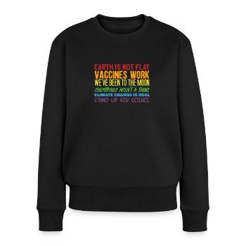 Erde Flach Zitate bunt viele Sprüche Geschenk - Frauen Premium Bio Pullover - Schwarz - Vorne - Julia (174cm)