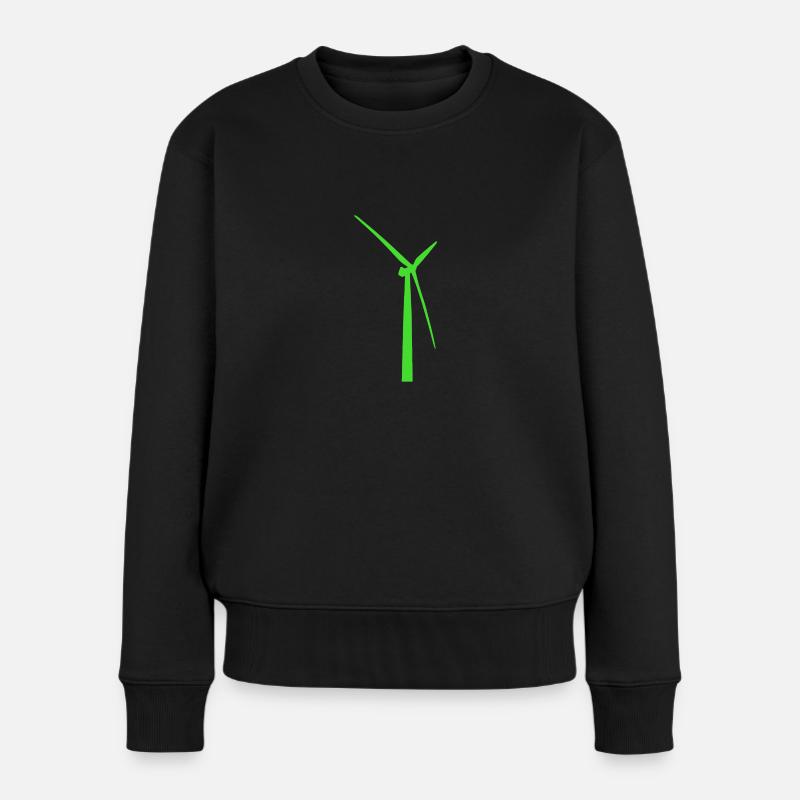 Windkraft Windenergie Windkraftanlage nachhaltig - Frauen Premium Bio Pullover - Schwarz