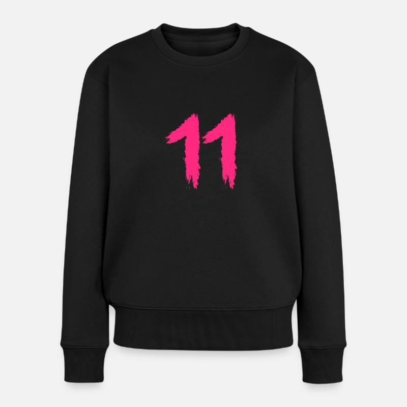 Zahl 11 Lieblingszahl Nummer - Frauen Premium Bio Pullover - Schwarz