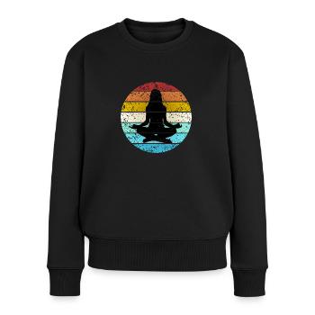 Retro Color Yoga Vintage Pilates - Frauen Premium Bio Pullover - Schwarz - Vorne - Julia (174cm)