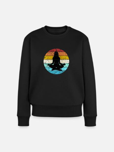 Yoga couleur rétro Pilates Vintage - Pull Premium bio Femme - noir