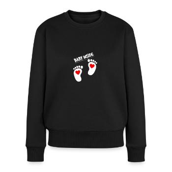 Baby inside füßchen und herzchen - Frauen Premium Bio Pullover - Schwarz - Vorne - Julia (174cm)