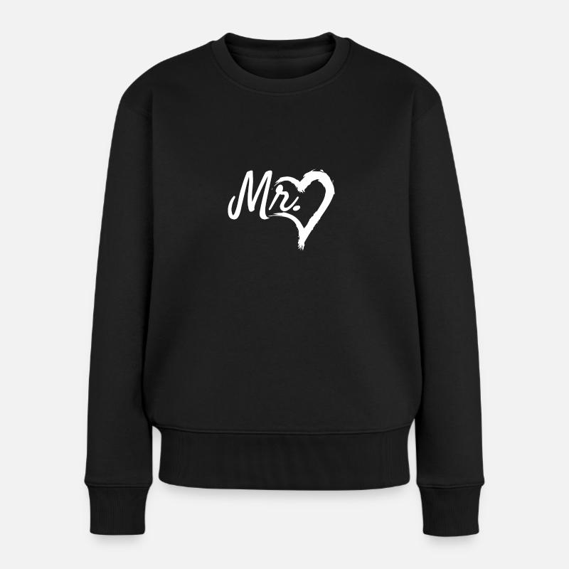 Mr Herz Symbol - Frauen Premium Bio Pullover - Schwarz
