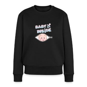 Schwanger schwangerschaft Babybauch baby inside - Frauen Premium Bio Pullover - Schwarz - Vorne - Julia (174cm)