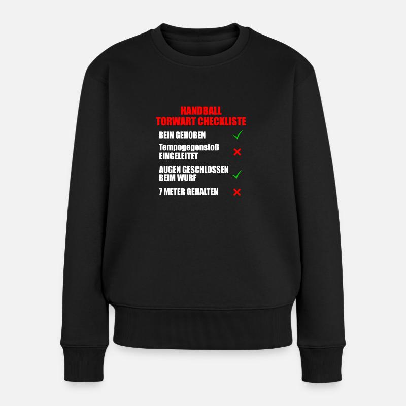 Handball Torwart Checkliste - Frauen Premium Bio Pullover - Schwarz