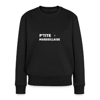 t-shirt original p'tite marseillaise cadeau noel - Pull Premium bio Femme - noir - Devant - Julia (174cm)