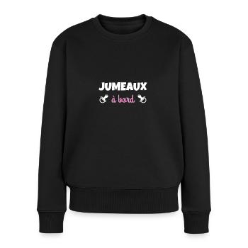t-shirt grossesse jumeaux à bord cadeau noel - Pull Premium bio Femme - noir - Devant - Julia (174cm)