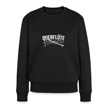 Querflöte Musikinstrument | Flötisten Geschenkidee - Frauen Premium Bio Pullover - Schwarz - Vorne - Julia (174cm)