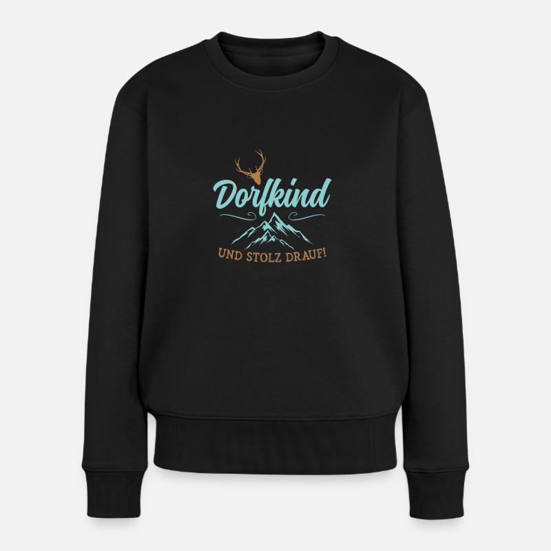 Dorfkind Berge Natur Heimat Geschenk - Frauen Premium Bio Pullover - Schwarz