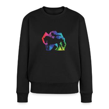 Voltigieren Pferd Geschenk - Frauen Premium Bio Pullover - Schwarz - Vorne - Julia (174cm)