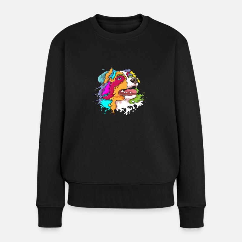 Australian Shepherd Aussie Liebhaber Splash Kunst - Frauen Premium Bio Pullover - Schwarz