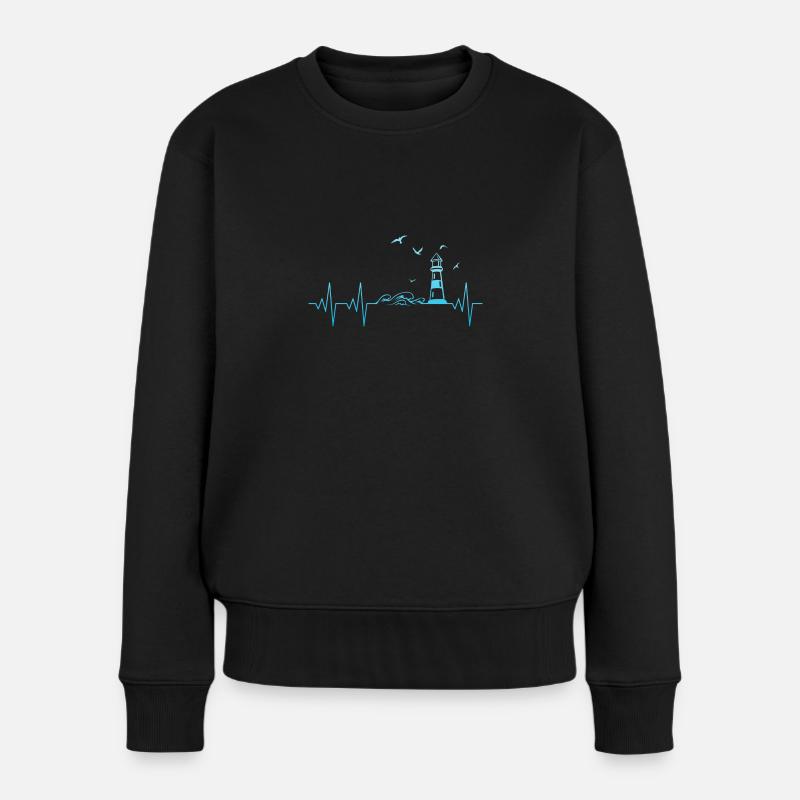 Küste Herzschlag - Frauen Premium Bio Pullover - Schwarz