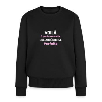 t shirt ardechoise parfaite humour ardeche femme - Pull Premium bio Femme - noir - Devant - Julia (174cm)
