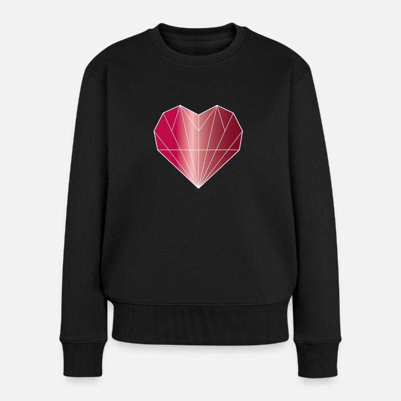 Coeur diamant rubis - Pull Premium bio Femme - noir