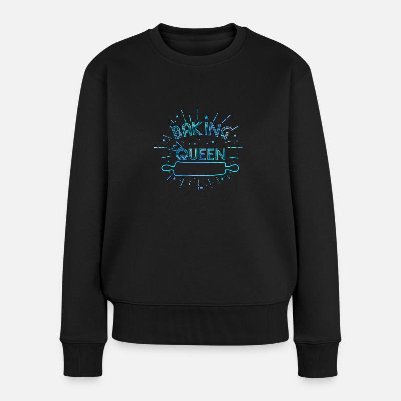 "Baking Queen" personalisierbar - Frauen Premium Bio Pullover - Schwarz