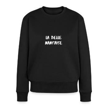t shirt belle nantaise humour nantes femme petite - Pull Premium bio Femme - noir - Devant - Julia (174cm)