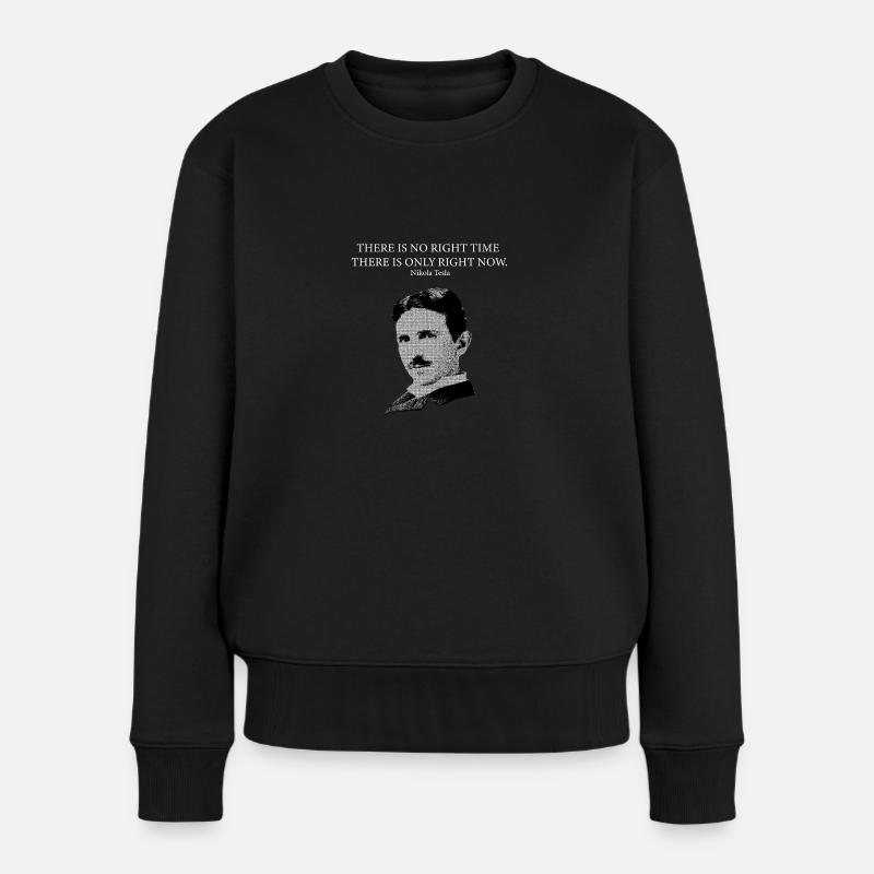 Nikola Tesla Zitate - Frauen Premium Bio Pullover - Schwarz