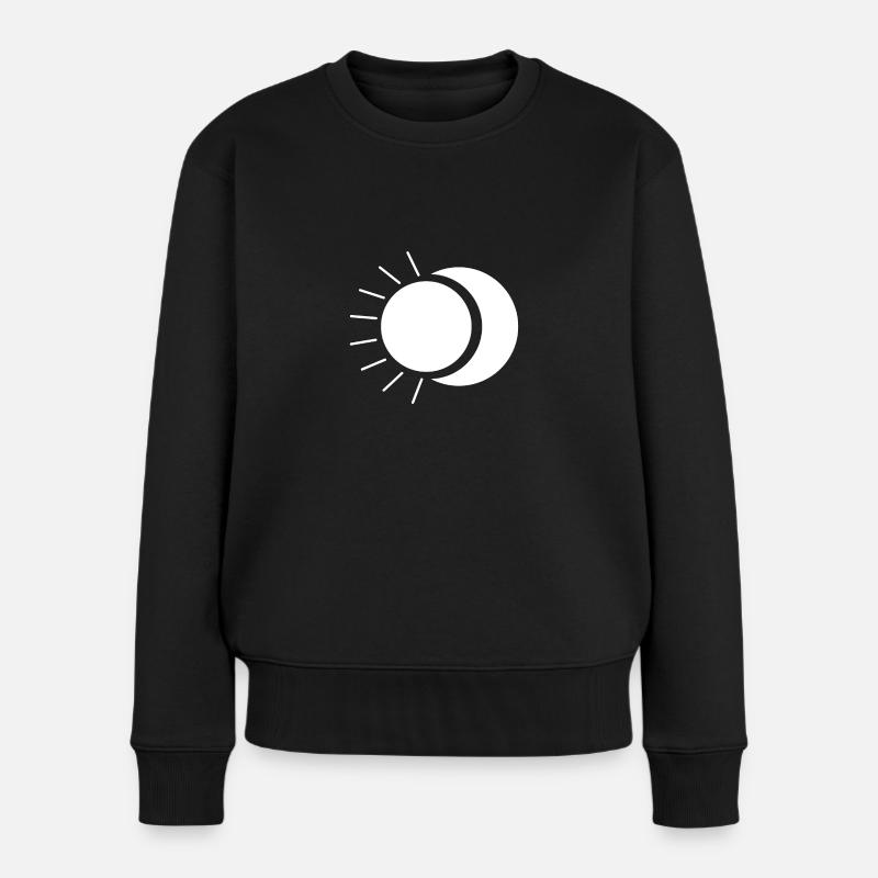 Sonne und Mond - Frauen Premium Bio Pullover - Schwarz