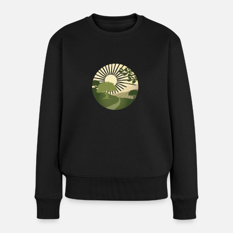 Wanderung vorbei an uralten Olivenbäumen - Frauen Premium Bio Pullover - Schwarz