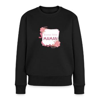 Bonne fête maman Style POST IT - Pull Premium bio Femme - noir - Devant - Julia (174cm)