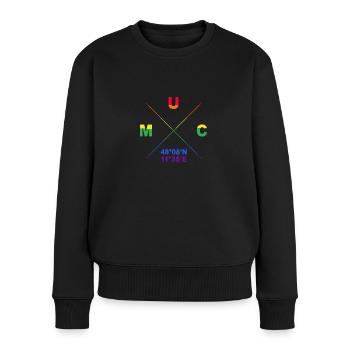 München MUC Koordinaten Gay Pride LGBT CSD Bayern - Frauen Premium Bio Pullover - Schwarz - Vorne - Julia (174cm)