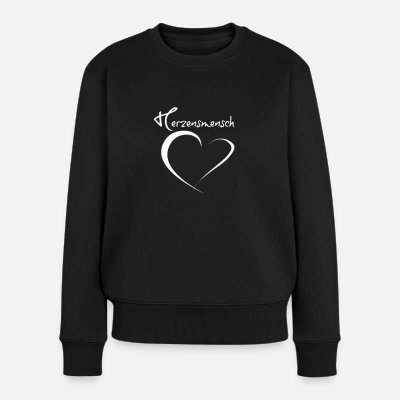Herzensmensch - Frauen Premium Bio Pullover - Schwarz