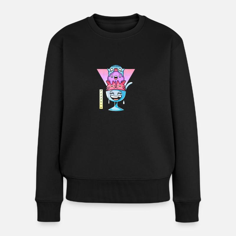 Crème glacée Kawaii - Pull Premium bio Femme - noir