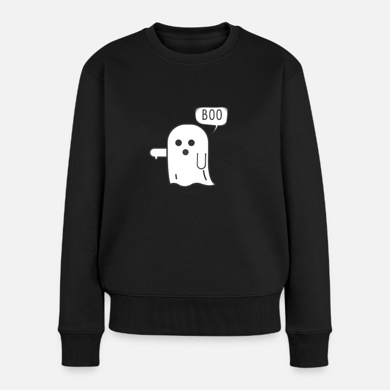 Phantom-Missbilligung, Boo - Frauen Premium Bio Pullover - Schwarz